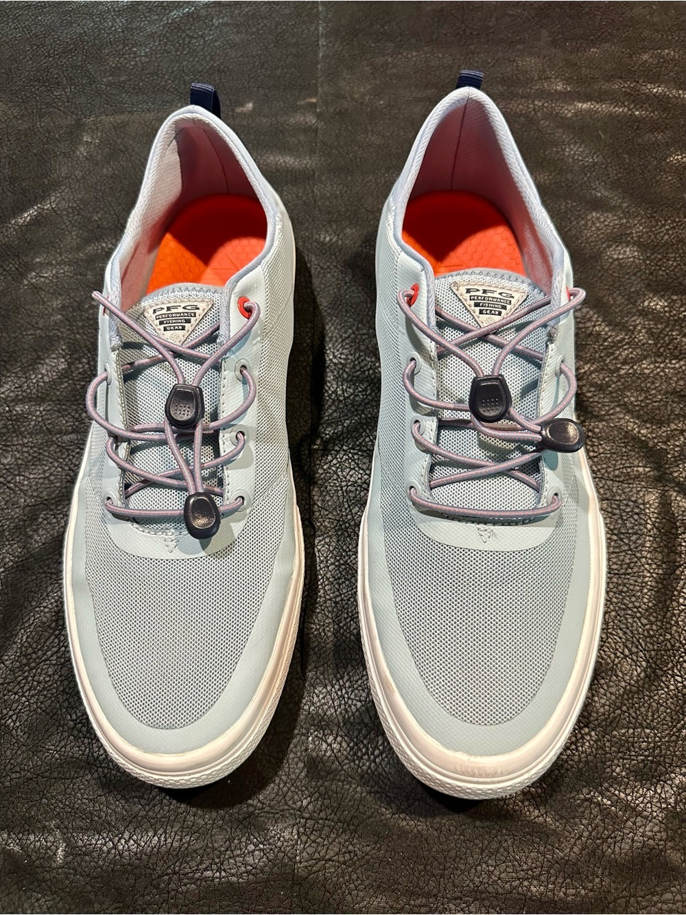 Columbia Light Blue Mesh Boat Shoes with Orange Insole